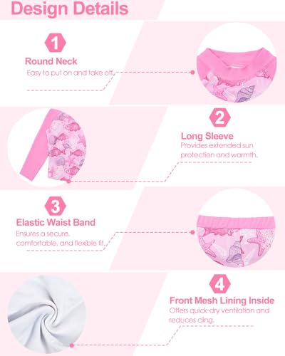 Image of babygoal Little Girl Rash Guard UPF 50+ Swimsuit 2-Piece, Long Sleeve Rashguard Bathing Suit Set for Girls 3-8 Years