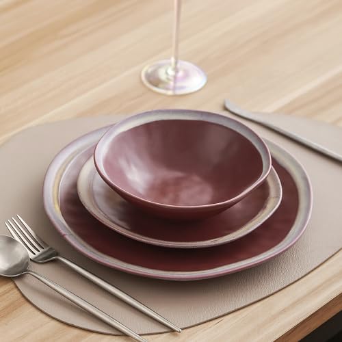 Image of Stone Lain Serafina Stoneware Dinnerware Set, 32 Piece, Wine