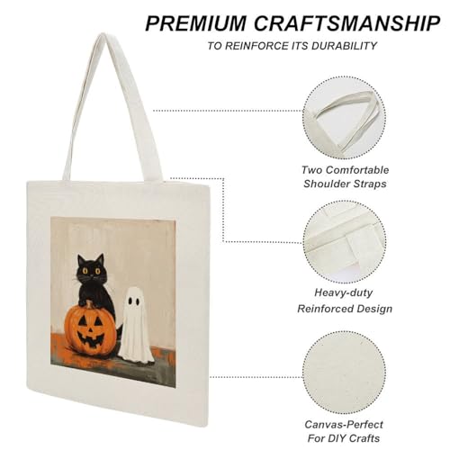 Halloween Purple Polka Dot Ghost Canvas Totes for Women Vintage Halloween Travel Beach Bag for Shopping Grocery Work3