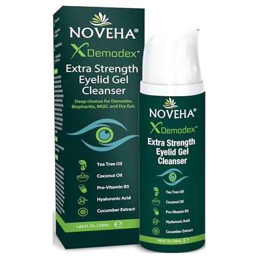 NOVEHA Demodex Gel Limpiador Extra Fuerte para Párpados - para Demodex, Mgd y Ojo Seco Con Pro-Vitamina B5, Aceite de Árbol de Té, y Ácido Hialurónico - Limpieza Suave, Alivia La Picazón Del Párpado -