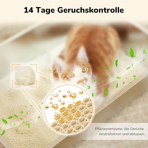 FUKUMARU Maniok Katzenstreu 10.8 kg – Starke Klumpenbildung, Staubfrei, Antihaft-Boden, 24/7 Geruchskontrolle mit pflanzlichen Zutaten