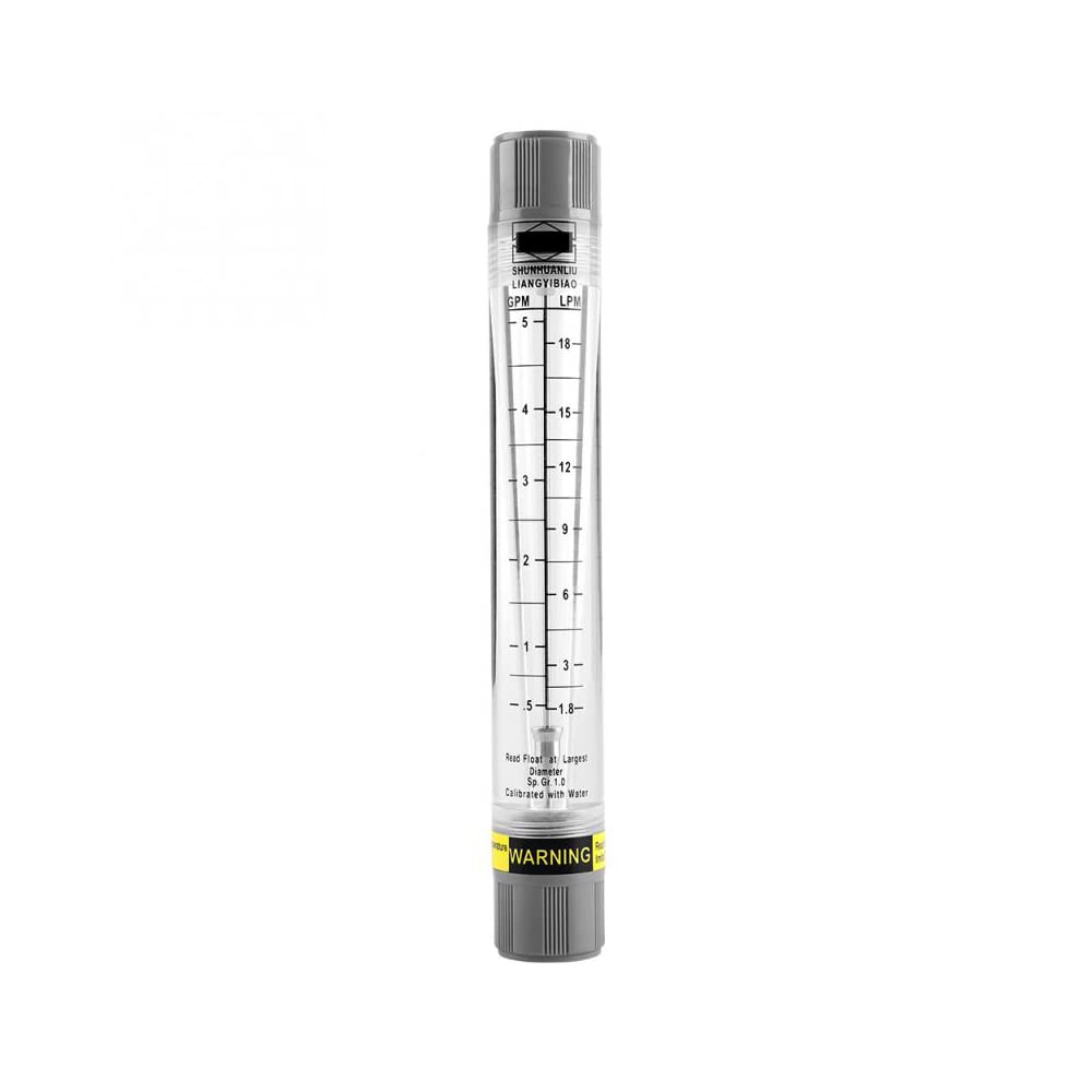 Caudalímetro líquido tipo tubo, 0..25-2.5 GPM y 1-9 LPM rotámetro de agua de alta precisión para análisis de la tasa de medio líquido, LZM-15G (rosca interna de 1/2 pulgada)