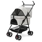 diceevil Haustierbuggy bis 20 kg, faltbar, mit Transportkorb, Schwarz