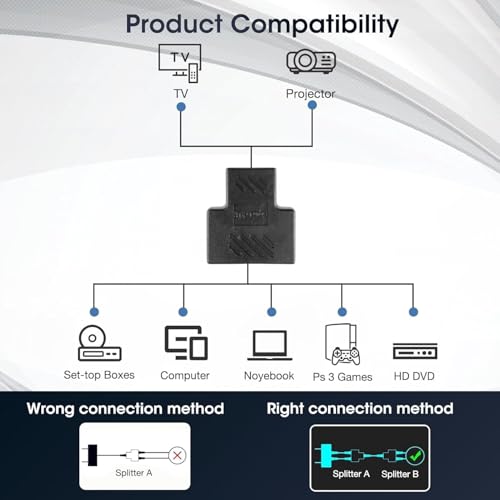 Image of LAN Splitter / rj45 Splitter /ethernet Splitter 1 to 2 Female 8P8C Network Plug LAN Coupler for Laptop, Router, Personal Computer,Modem Server - Black (Pack of 1)