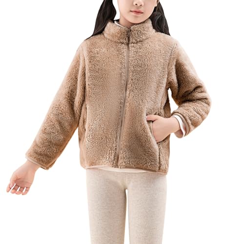 Chaqueta de felpa para niños con cuello alto, monocolor, manga larga, chaqueta de forro polar, cómoda y suave, protección contra el pelo, abrigo de invierno ligero, elegante chaqueta para exteriores