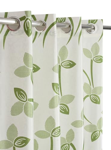 Image of Floral Printed Home Decor Curtains for Living Room, Bedroom Doors and Windows Panel, Parda, Eyelets Hanging, Green, 4 x 7 Feet, Pack of 2