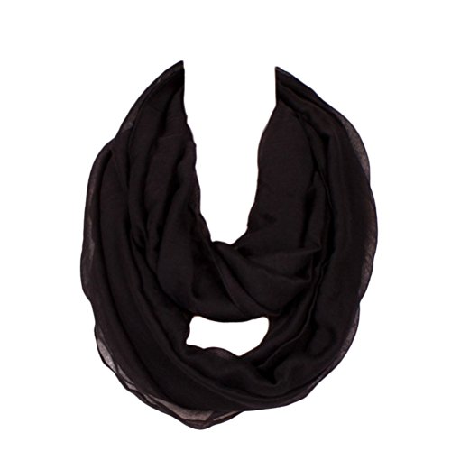 Kingree Fashion Pattern Premium Soft Loop Infinity Scarf Solid Series, Black