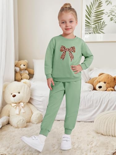 ESHOO Toddler Girl Clothes 2 Piece Leopard Outfits Long Sleeve Sweatshirt Pants Tracksuit Fall Winter Clothing Set 2-7T2