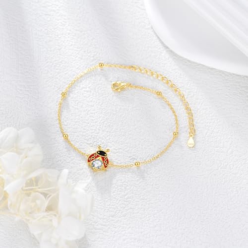 URONE Animal Bracelet 925 Sterling Sliver Dachshund Dog/Hummingbird/Ladybug Bracelet Jewelry Gift for Women4