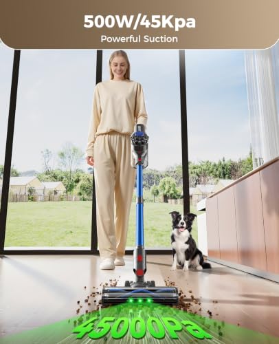 Image of Cordless Vacuum Cleaner, 500W 45KPA Stick Vacuum Cleaners for Home