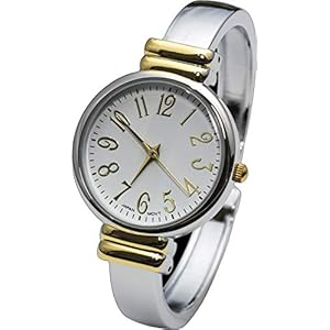 2Tone Metal Band Slim Case Women’s Bangle Cuff Watch