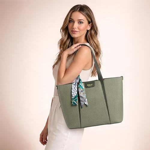 Image of EXOTIC Premium Serelle Weave Structured Tote Bag with Textured Finish and Secure Zip Compartment