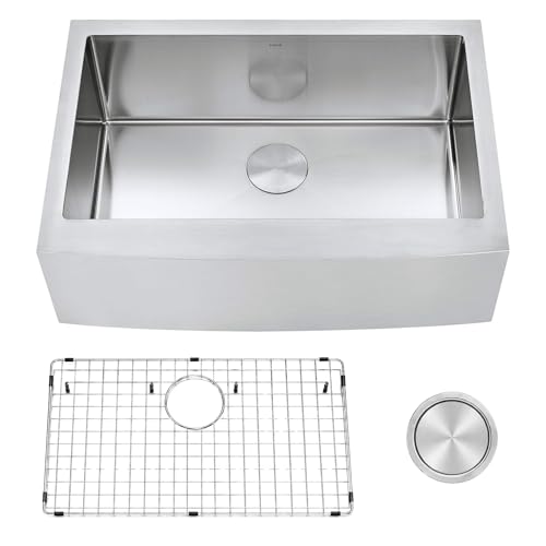 Zuhnë Prato 30 Farmhouse Kitchen Sink, 16 Gauge T304...