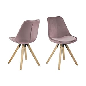 AC Design Furniture Nadia Eetkamerstoel, Set van 2, 55 x 48.5 x 85 Cm, Dusty Rose