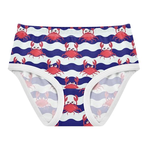 Little Girls' Soft Cotton Underwear Kids Breathable Comfort Blue and White Stripes Crab Panties Briefs Toddler