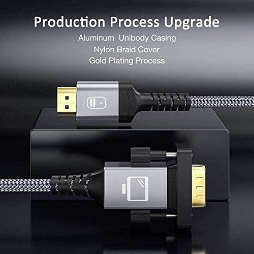samsan HDMI to VGA, 1.5m Nylon VGA Cable 1080P Gold-Plated HDMI to VGA Adapter Cable (Male to Male) Compatible for Computer, Desktop, Laptop, PC, Monitor, Xbox, Projector, Roku, HDTV