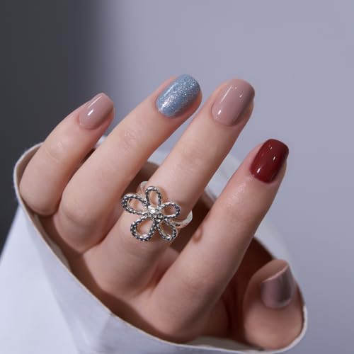 Image of CurvLife Extra Short Square Press On Nails, Taupe, Taupe Whisper, Soft Gel