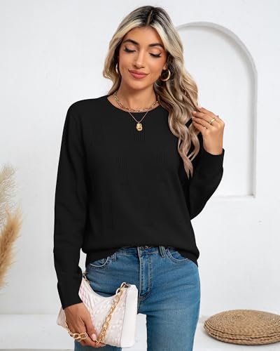 Image of Ficerd 2 Pack Women's Fall Sweater Crew Neck Tops Knit Pullover Tops Long Sleeve Shirts Blouse Casual Outfit Fashionable 2025