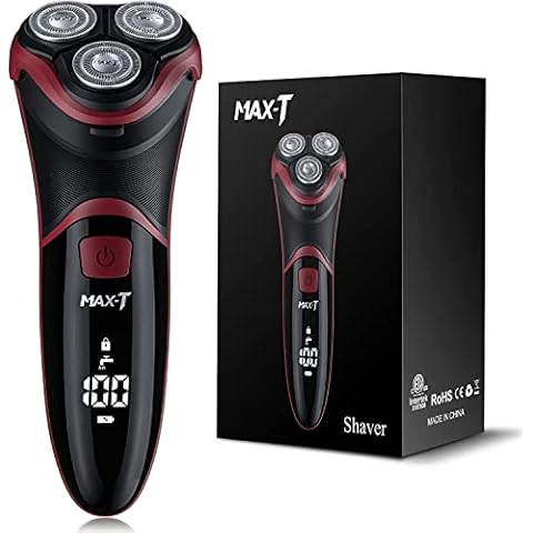 MAX-T Men's Electric Shaver,Rotary Razors for Men Cordless Rechargeable, Wet and Dry Pop-up Trimmer IPX7 Waterproof with LCD Display Travel Lock, Father Gifts Men Cover