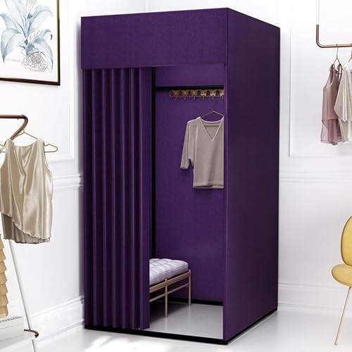SIAMZYWV Dressing Room Clothing Store Fitting Room Thickened Blackout Curtains Fitting Room Movable Changing Room with Hook Temporary Locker Room Save Space