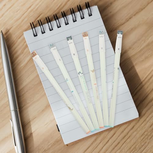 Set de 6 bolígrafos gel gato tinta negra punta fina 0.38mm miniatura 6