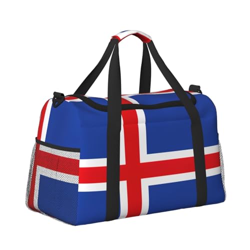 Flag of Iceland print Carry on Bag Underseat forTraveling Personal Item Bag Travel Duffel Bag Gym Bag for Women Men3