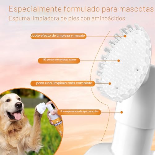 Miniatura 2 de Limpiador De Patas Para Perros Y Gatos, Espuma Mágica, Limpiador En Espuma Sin Enjuague, Champú Seco, Cepillo Limpiador De Pies, Con Extracto De Rosa, Lavado De Control De Olores, Bueno Para Cachorros