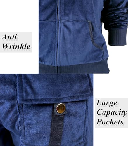 Image of LeeHanTon Womens Jogging Suits Sets Running Velour Outfit Zipper Warm Up 2 Pieces Hoodie and Pant Tracksuit