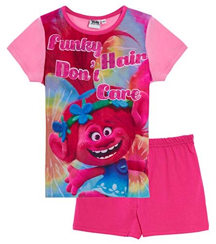 Trolls Pyjama court pour fille avec motif coquelicot à paillettes - Rose - 9-10 ans