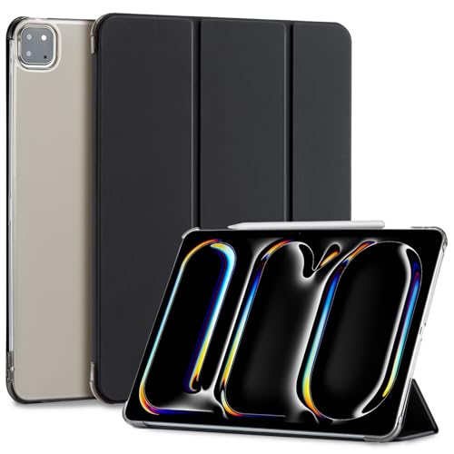CoBak Case for iPad Pro 13 Inch 2024 (7th Gen) Released, Slim Stand Translucent Back Shell Protective Smart Cover with Auto Sleep Wake Feature for iPad Pro 13 Inch Tablet, Black2