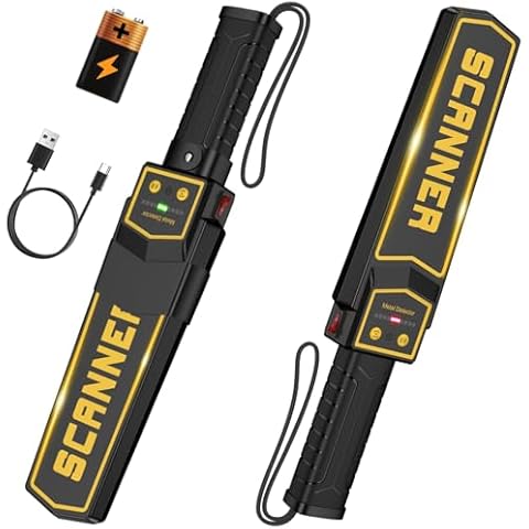 Handheld Metal Detector Wand Security Scanner,High Sensitivity Security Wand Metal Detector,Nail Finder,Metal Detector Wand for Woodworking Adjustable Sound Vibration Alerts 2000mAh & 9v Battery Cover