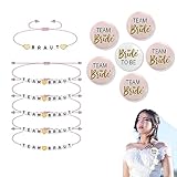 🎀【Passend für Die Szene】Abzeichen und Armband, unverzichtbare Accessoires für Junggesellenabschiede! Es kann Ihren Junggesellenabschiedsgästen Spaß und Spannung verleihen. Diese hübschen Accessoires eignen sich hervorragend als Geschenk für Gäste oder als Erinnerung an einen tollen Abend. Brautnadeln werden für Hochzeitsfoto-Requisiten, Brautpartys, Teambräute, Mädelsabende und andere Junggesellenabschiedsveranstaltungen verwendet.