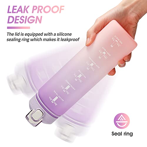 Motivational Water Bottle with Time Marker- 32oz Water Bottles with Times to Drink, Leakproof & BPA Free Sports Water Bottle with Straw & Carry Strap for Fitness, Gym, and Outdoor Sports - Image 5