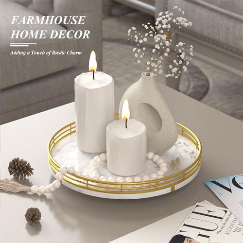 Image of White Marble Lazy Susan Turntable for Table Top - 10 inch Round Marble Tray Organizer for Bathrroom, Vanity, Dining Table, Kitchen Countertop & Bar, Luxury Stone Serving Tray with Gold Frame
