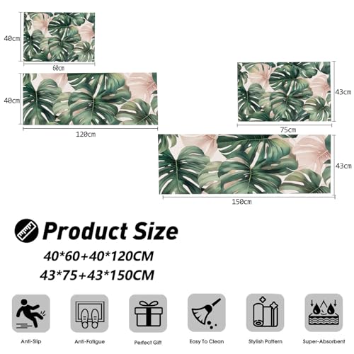 Tapis de cuisine feuille de monstera au design aquarelle élégant - 7