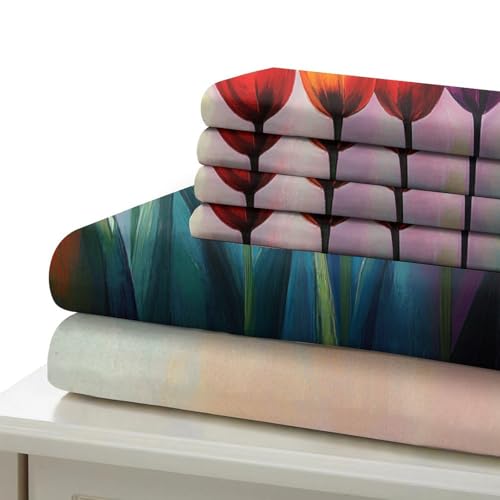 Parure de lit microfibre hypoallergénique tulipe 140x200