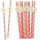 Molain 30 Pcs Trinkhalme Papier, Strohhalme für Weihnachtsfeiern, Gänseblümchen Papier Strohhalme Party Dekorationen Modische für Mädchen Geburtstag Hochzeit Braut Dusche Partystrohhalme (rosa)