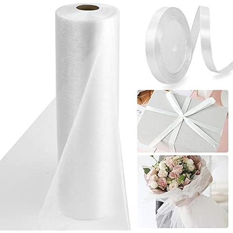 LAISHUNHE 50m x 30cm Weiß Organza Rolle Transparent Organza Tischläufer Tüllstoff Tüllrolle Organza Tüll Organza Stoff für Hochzeit Dekorativer Stoff Tuch Tischdekoration DIY Crafts Sheer Stoff Cover