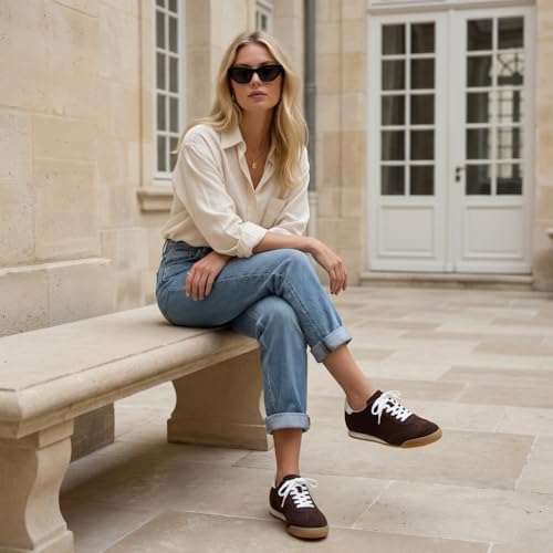 Image of CUSHIONAIRE Topcat Genuine Leather Suede Sneakers for Women, Lightweight Everyday Casual Womens Shoes with Retro Style and Cushioned Comfort
