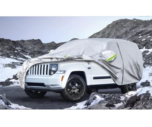 Image of Koukou SUV Car Cover Custom Fit Jeep Liberty from 2000 to 2025, Waterproof Car Cover All Weather for Automobiles Outdoor Indoor with Zipper Door, Sun Rain Dust Snow Protection.