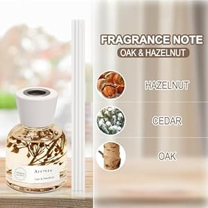 Oak and Hazelnut Reed Diffuser Set, 100ml Cedar Essential Oil, Woody Scent Home Fragrance with 6pcs Fiber Sticks, Aromatherapy Scented Gifts for Bedroom Bathroom Office Shelf Decor Oak and Hazelnut Reed Diffuser Set 100ml Cedar Essential Oil Woody Scent Home Fragrance with 6pcs Fiber Sticks Aromatherapy Scented Gifts for Bedroom Bathroom Office Shelf Decor