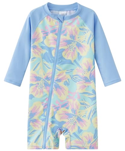 Image of UMELOK Baby Girls' One Piece Swimsuit Full Zip UPF 50+ Sun Protection Swimwear Rash Guard Swim Suit