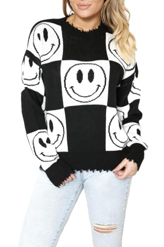 Checkered Smiley Sweater