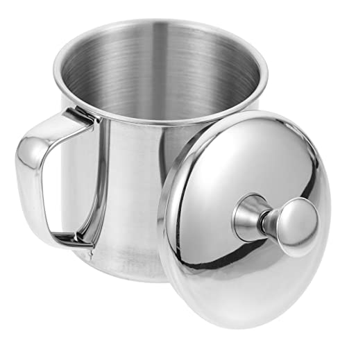 OFFSCH Taza De Acero Inoxidable 304 Para Bebidas Vaso Multifuncional De 250ml Con Tapa y Escala Interior Ideal Para Leche y Jugos