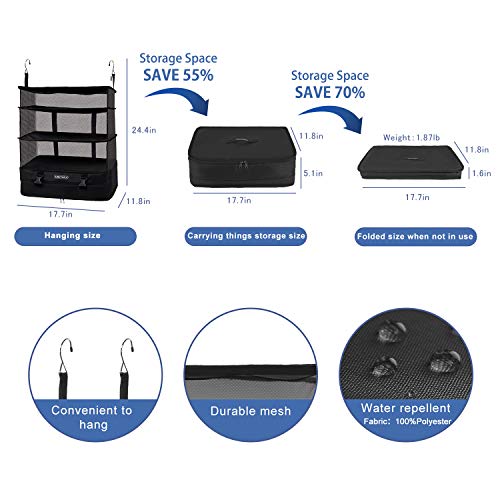 TABITORA Portable Hanging Travel Shelves Bag Packing Cube Organizer Suitcase Storage Large Capacity3
