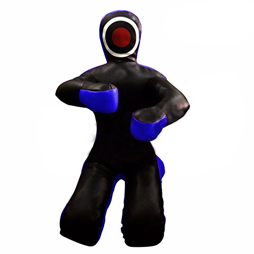 LEATHERAY MMA Jiu Jitsu Grappling Dummy Judo Punching Bag,Brazilian Jiu Jitsu Dummy,Wrestling Grappling BJJ Dummy Black Synthetic Leather- 59 inches-Unfilled