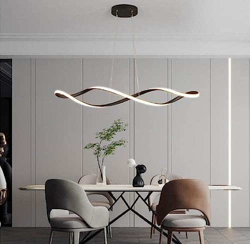 Chandelier long 45W black réglable avec télécommande pour salle à manger - 6