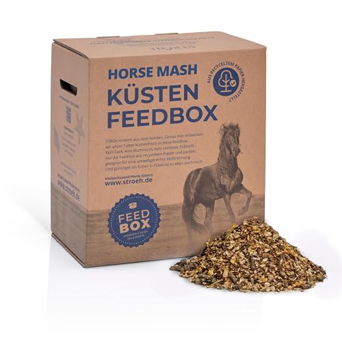 STRÖH Horse Mash Pferd (27 kg Feedbox) Ergänzungsfutter für Pferde Für Fell Verdauung & Stoffwechsel Pferdefutter staubfrei Mit Bierhefe Kieselgur Leinsamen etc.