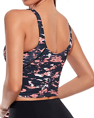 Image of Oalka Sports Bra Womens Longline Padded Crop Yoga Tank Tops