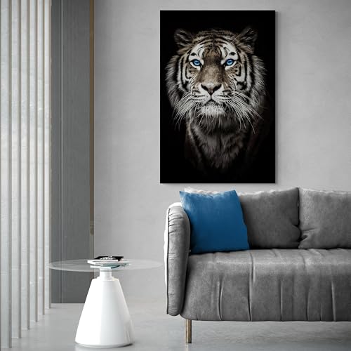 Tableau tigre yeux bleus 60x90 cm affiche imprimée moderne pour salon
